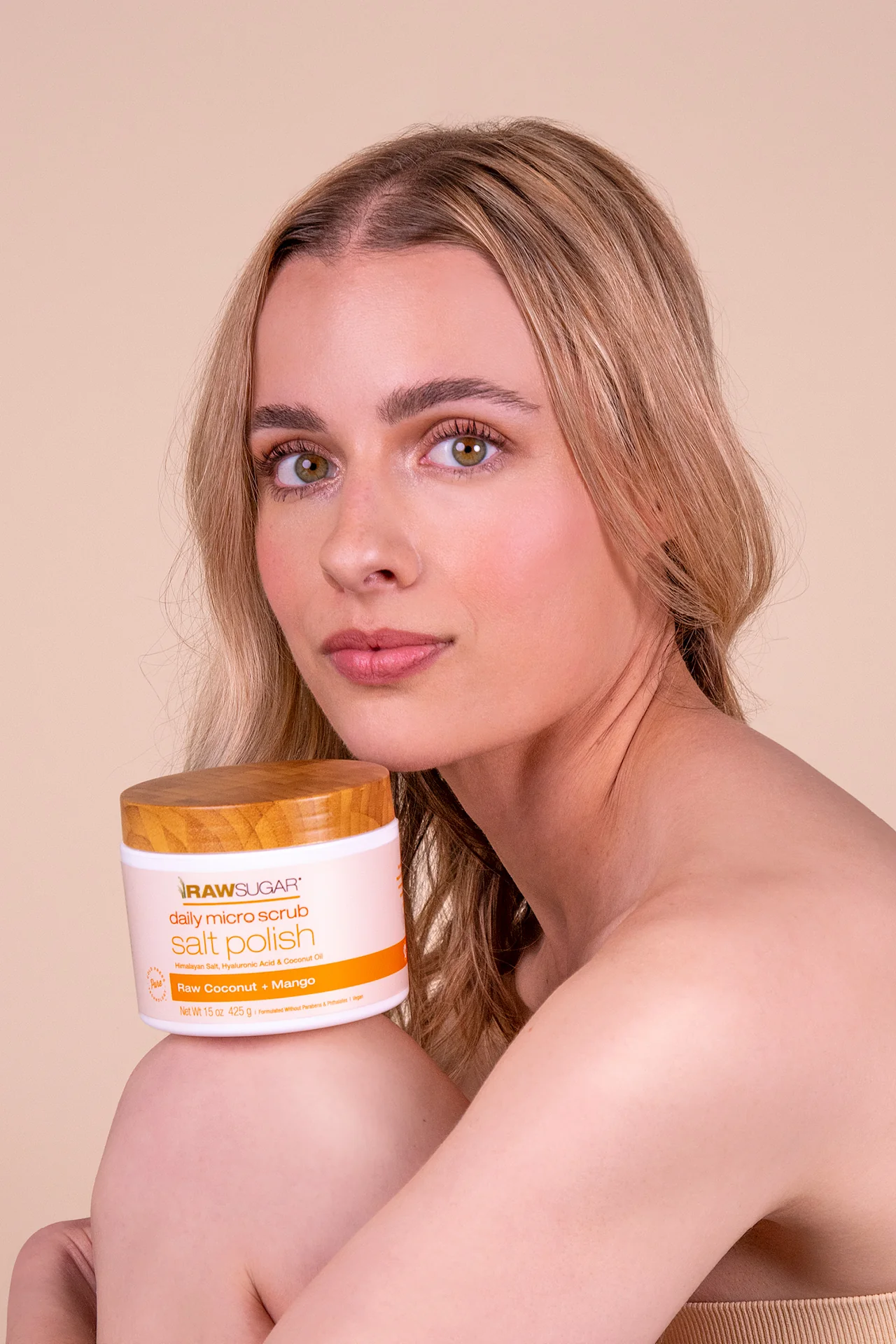 Daily Micro Scrub Salt Polish | Raw Coconut + Mango | 15 oz - Image 3